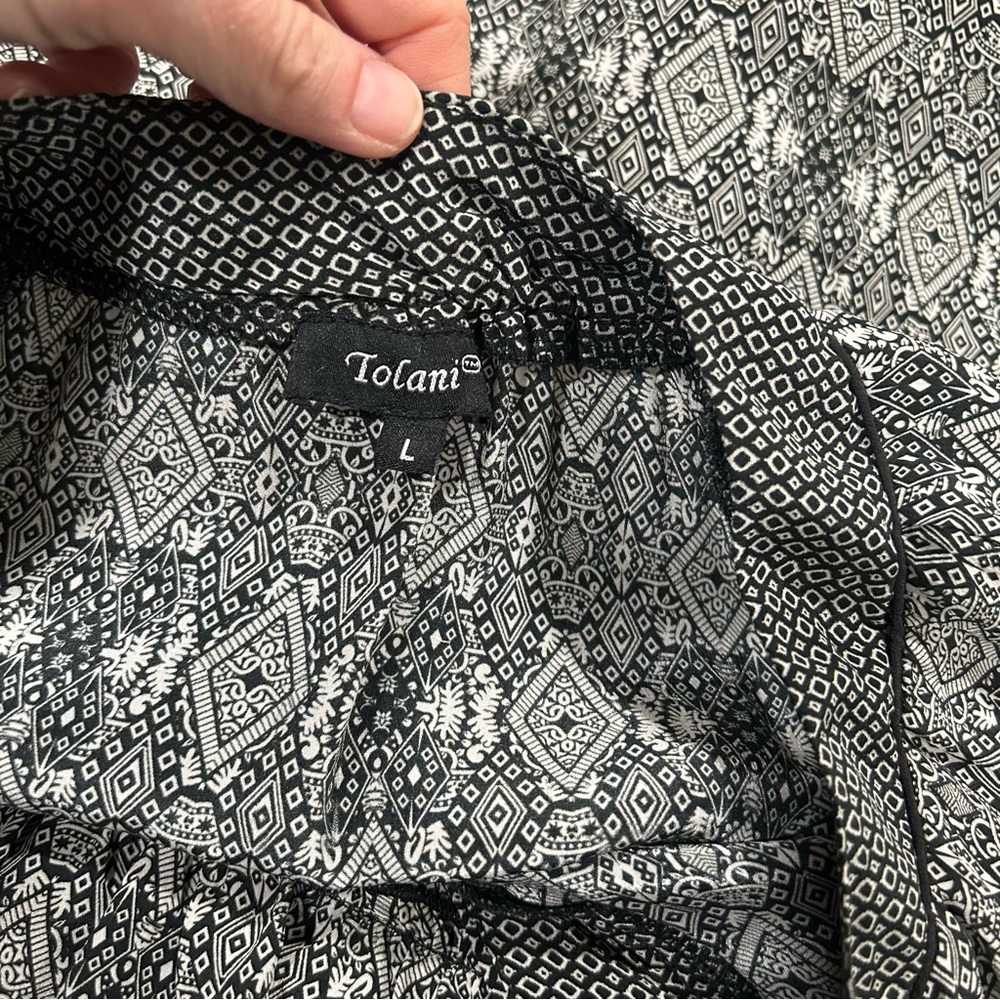 Tolani Black And White Pattern Mid-Length Dress-Size L - Picture 7 of 11